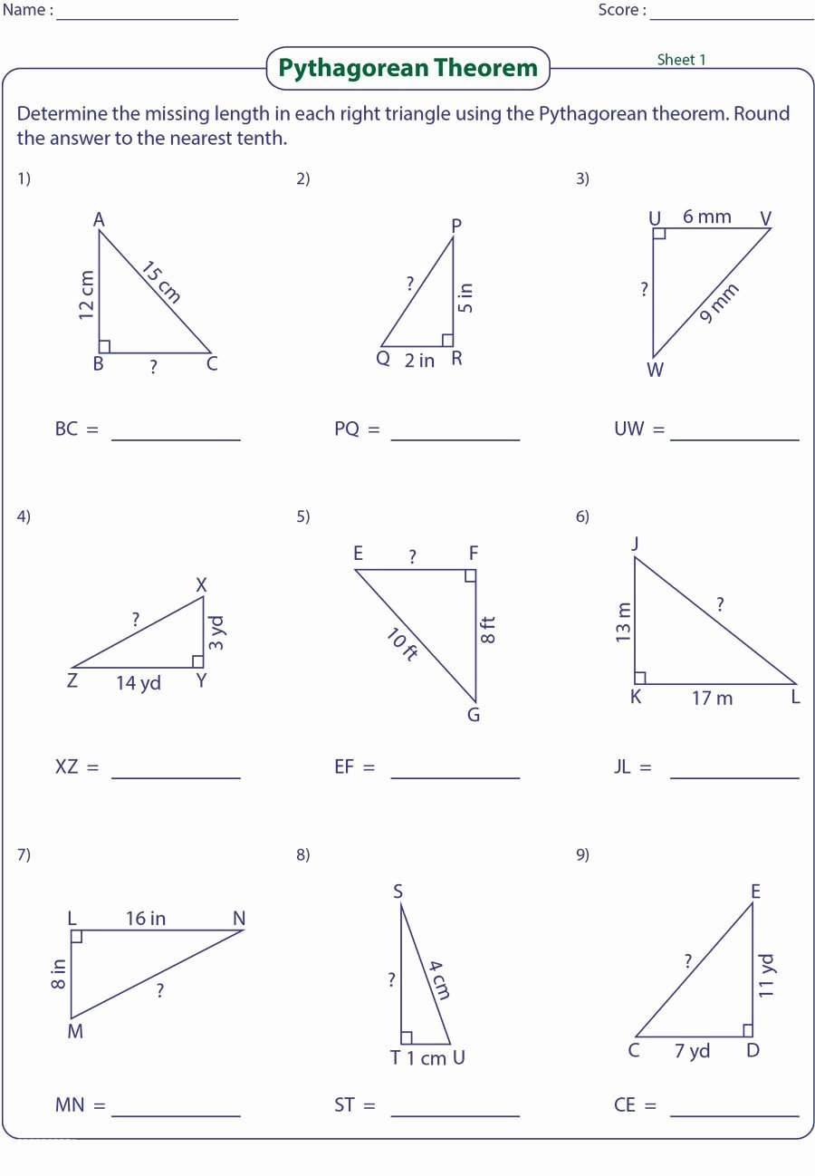 Pythagorean theorem Worksheet Answers Unique 48 Pythagorean theorem Worksheet with Answers [word Pdf]