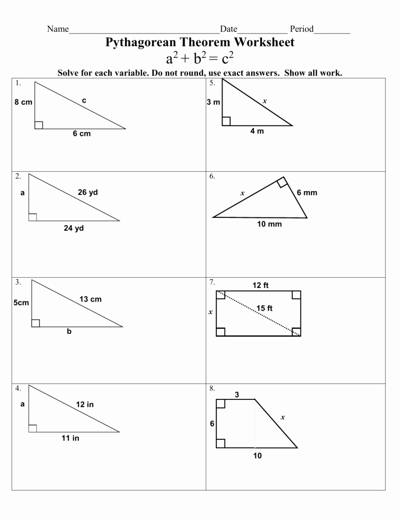 Pythagorean theorem Worksheet with Answers Fresh Pythagorean theorem Worksheet