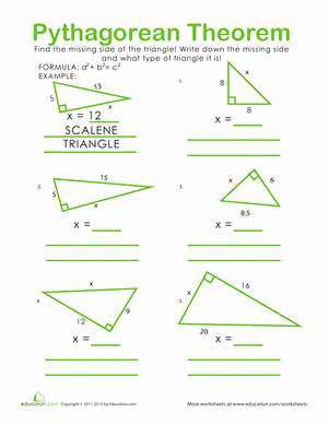 Pythagorean theorem Worksheet with Answers Inspirational Pythagorean theorem Practice Worksheet