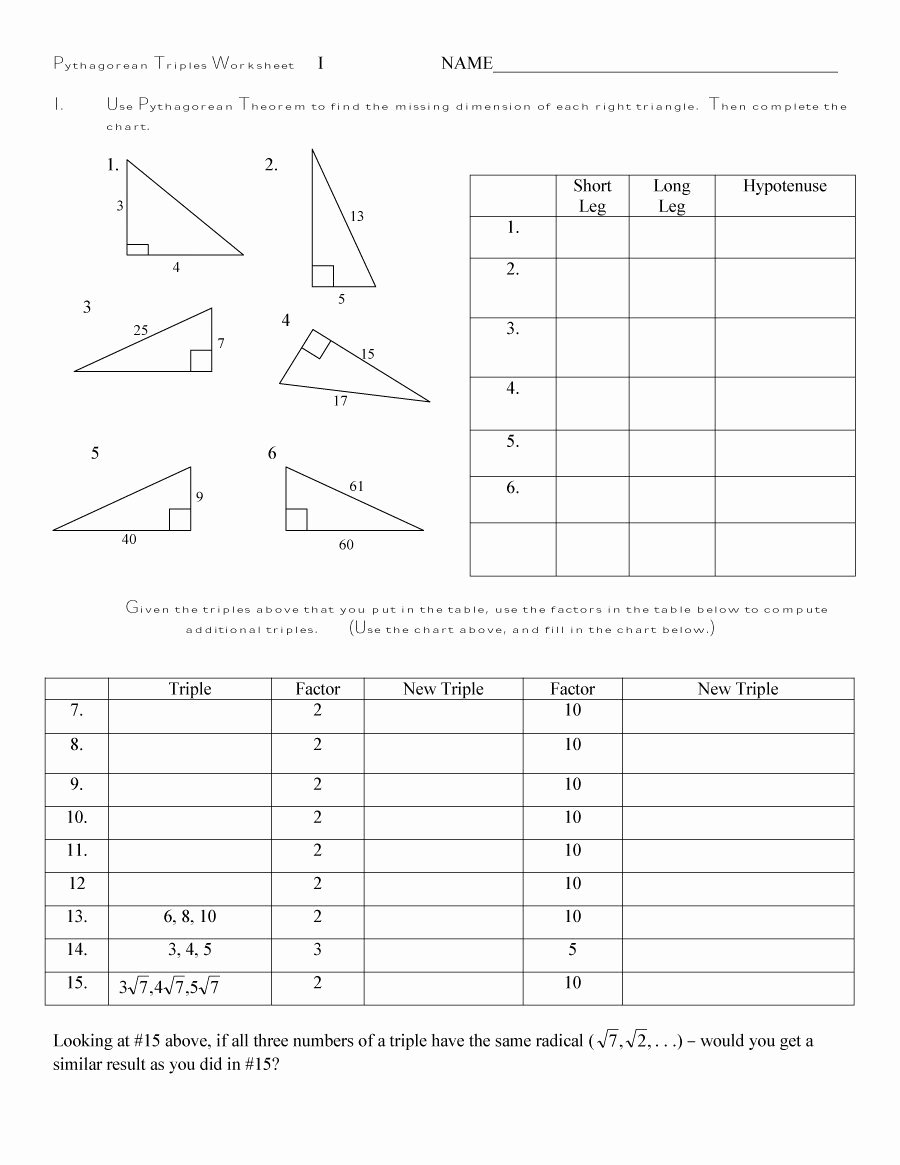 pythagorean theorem worksheet