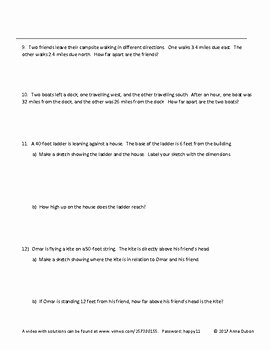 Pythagorean theorem Worksheet with Answers Lovely Pythagorean theorem Worksheet with Video Answers by