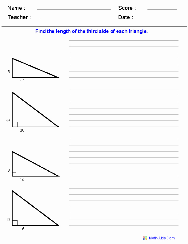 Pythagorean theorem Worksheet with Answers New Pythagorean theorem Worksheets
