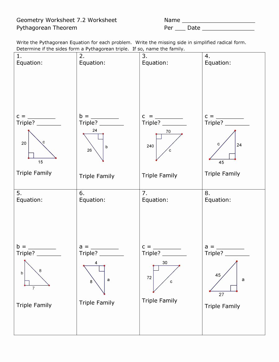 Pythagorean theorem Worksheet with Answers Unique 48 Pythagorean theorem Worksheet with Answers [word Pdf]