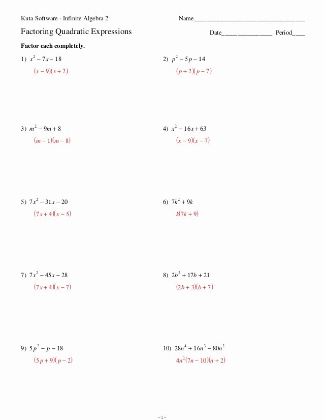 Quadratic formula Worksheet with Answers Fresh Algebra 2 Quadratic formula Worksheet Answers the Best