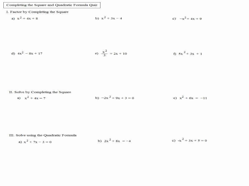 Quadratic formula Worksheet with Answers Inspirational Quadratic formula Worksheet