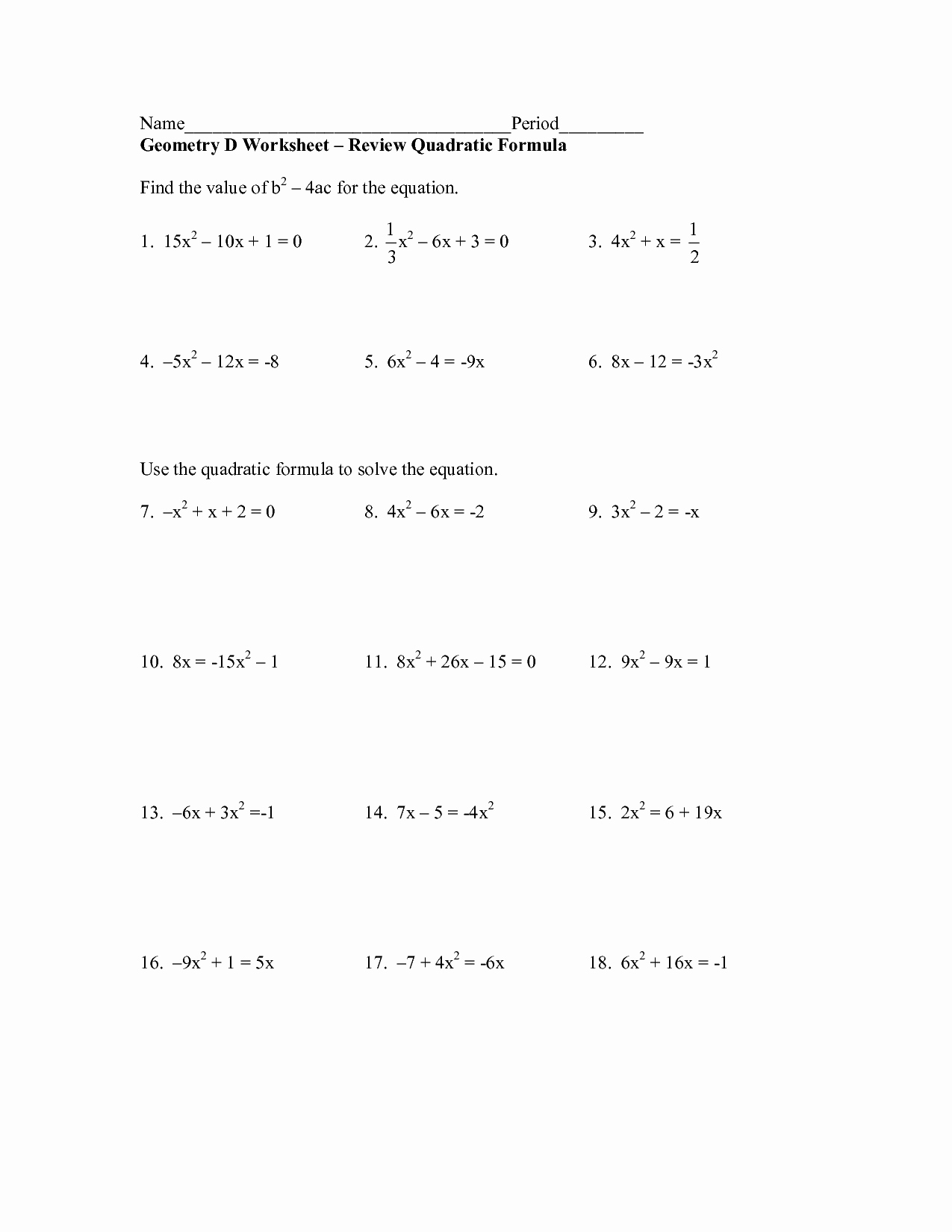 Quadratic formula Worksheet with Answers Unique Factorising Quadratics Homework