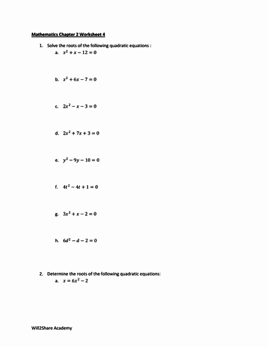 Quadratic Word Problems Worksheet Best Of Factorising and solving Quadratic Equations Worksheets