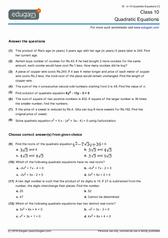 Quadratic Word Problems Worksheet Best Of Quadratic Word Problems Worksheet