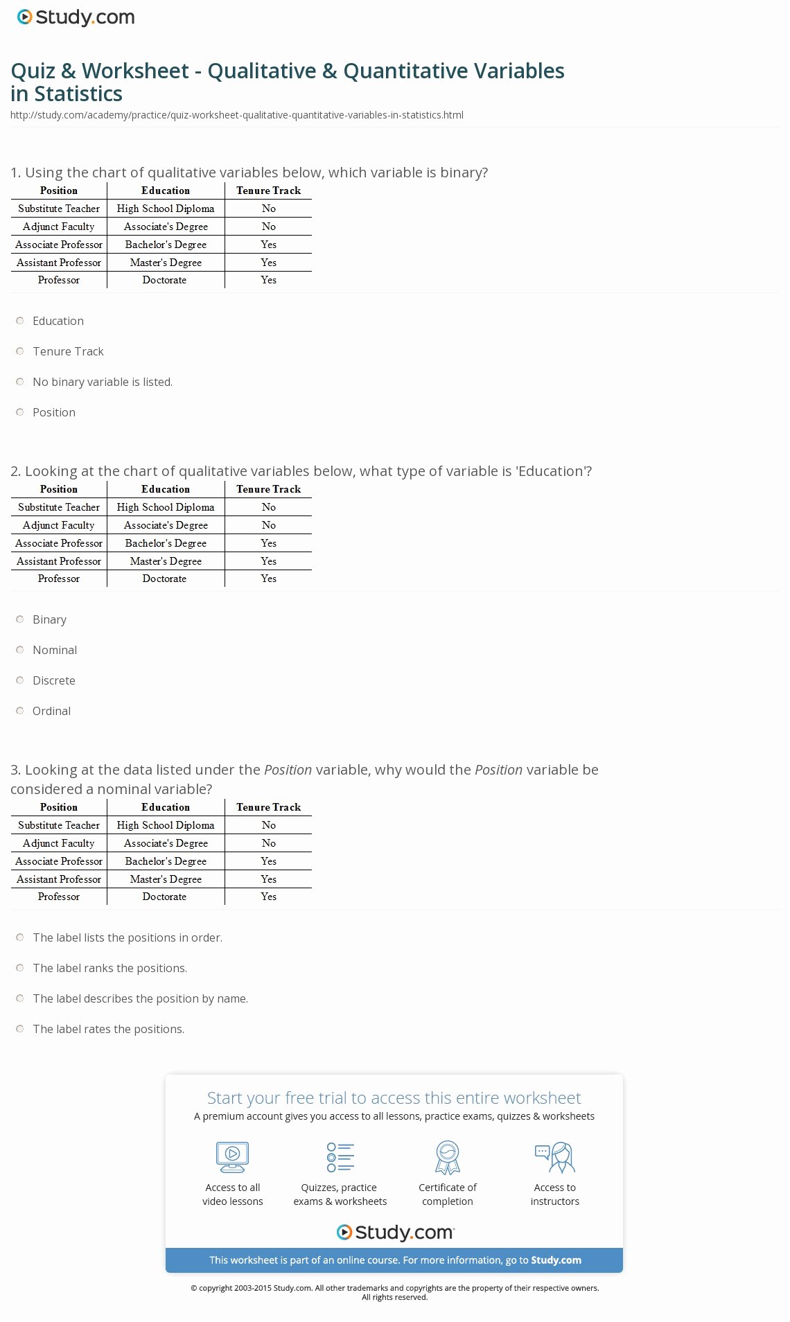 Qualitative Vs Quantitative Worksheet Beautiful Quiz &amp; Worksheet Qualitative &amp; Quantitative Variables In