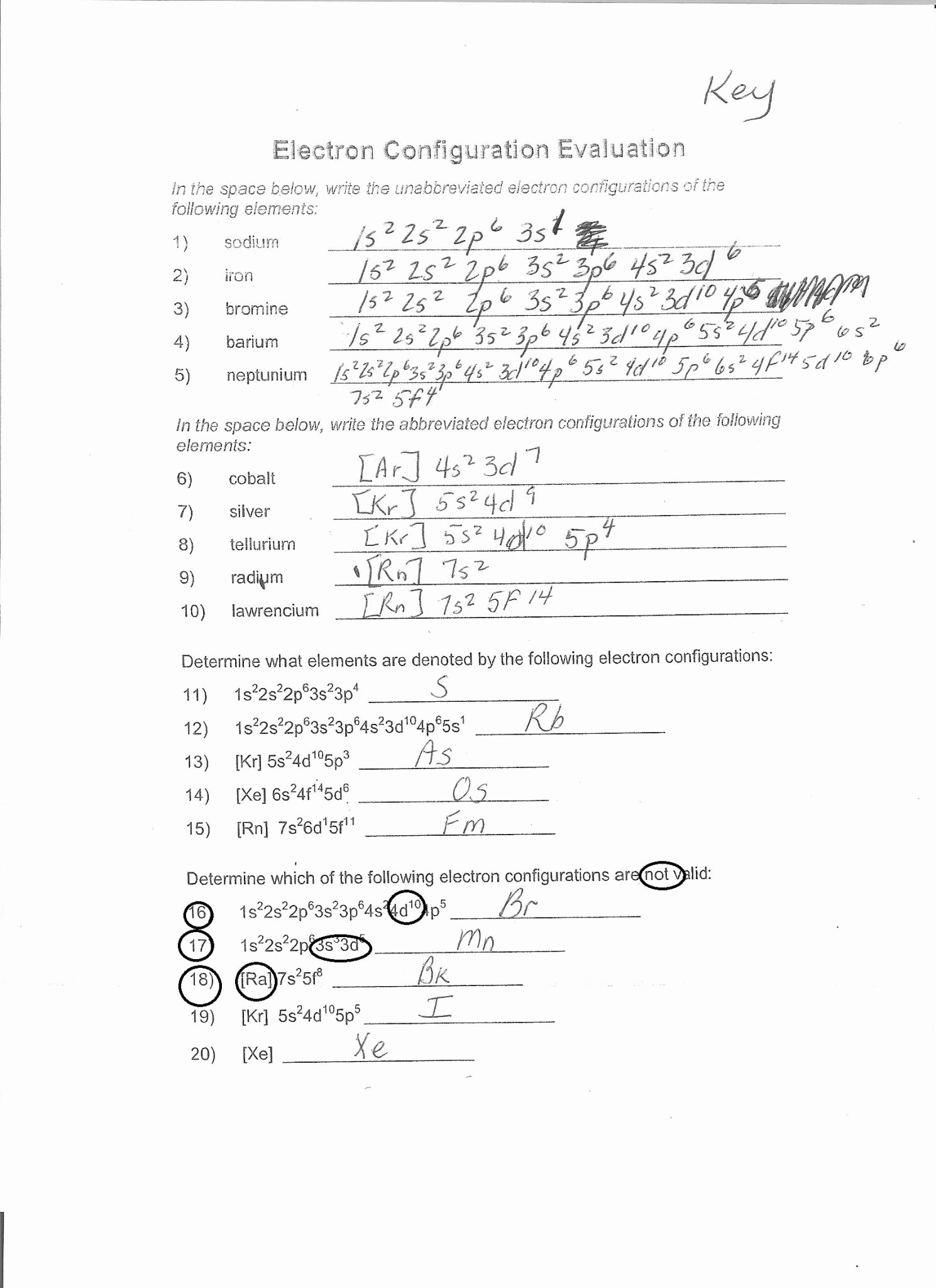 50 Quantum Numbers Worksheet Answers