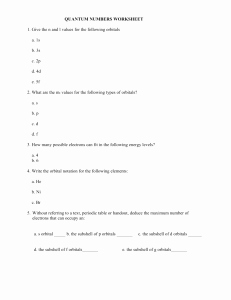 Quantum Numbers Worksheet Answers Lovely Quantum Numbers Worksheet I