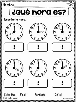 Que Hora Es Worksheet Best Of Spanish Telling Time Unit 15 ¿qué Hora Es by Spanish