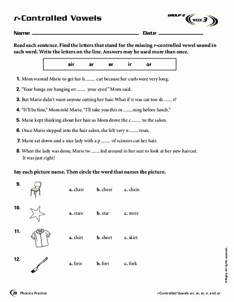 R Controlled Vowels Worksheet Luxury R Controlled Vowels Worksheet for 2nd 3rd Grade