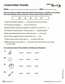 R Controlled Vowels Worksheet New R Controlled Vowels Worksheet for 2nd 3rd Grade