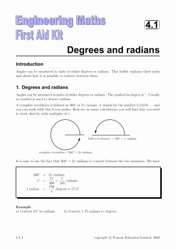 Radian And Degree Worksheet