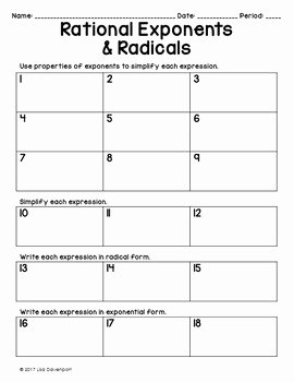 Radical and Rational Exponents Worksheet Elegant Rational Exponents &amp; Radicals Puzzle by Lisa Davenport