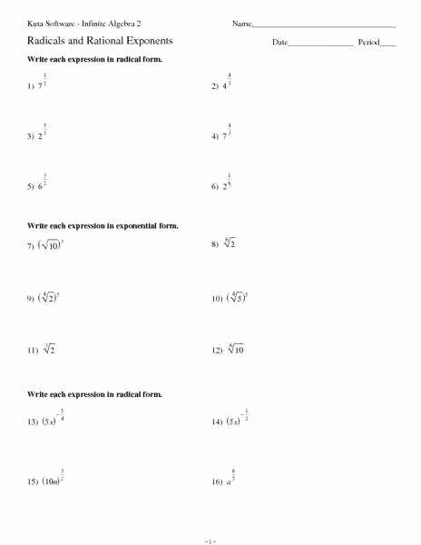 Radicals and Rational Exponents Worksheet Best Of Simplifying Exponents Worksheet