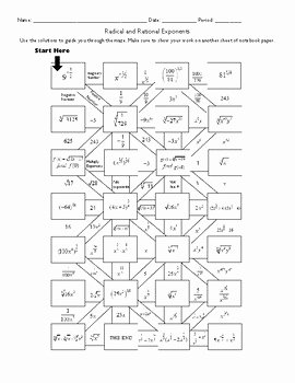 Radicals and Rational Exponents Worksheet Fresh Radical and Rational Exponents Maze by Rutherford S
