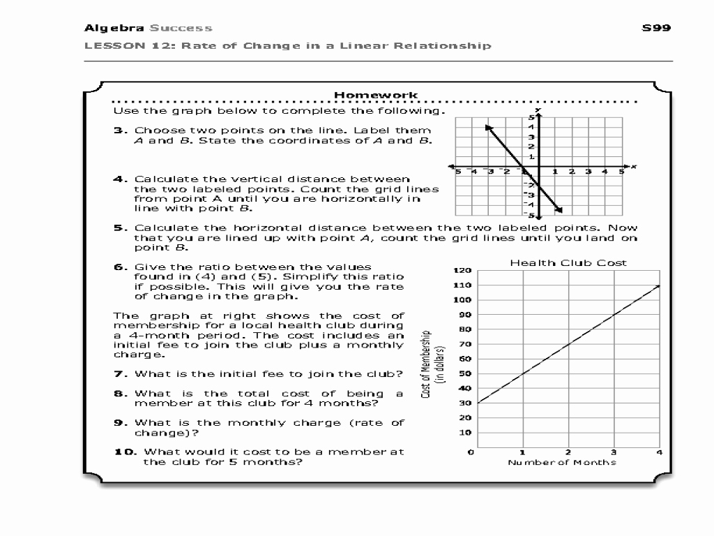 Rate Of Change Worksheet Inspirational Rate Of Change In A Linear Relationship Worksheet for 8th