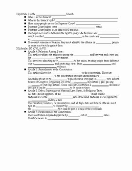 Ratifying the Constitution Worksheet Answers Lovely Constitution Notes Worksheet with attached Answers by Dr