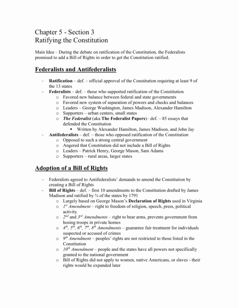 50 Ratifying The Constitution Worksheet Answers