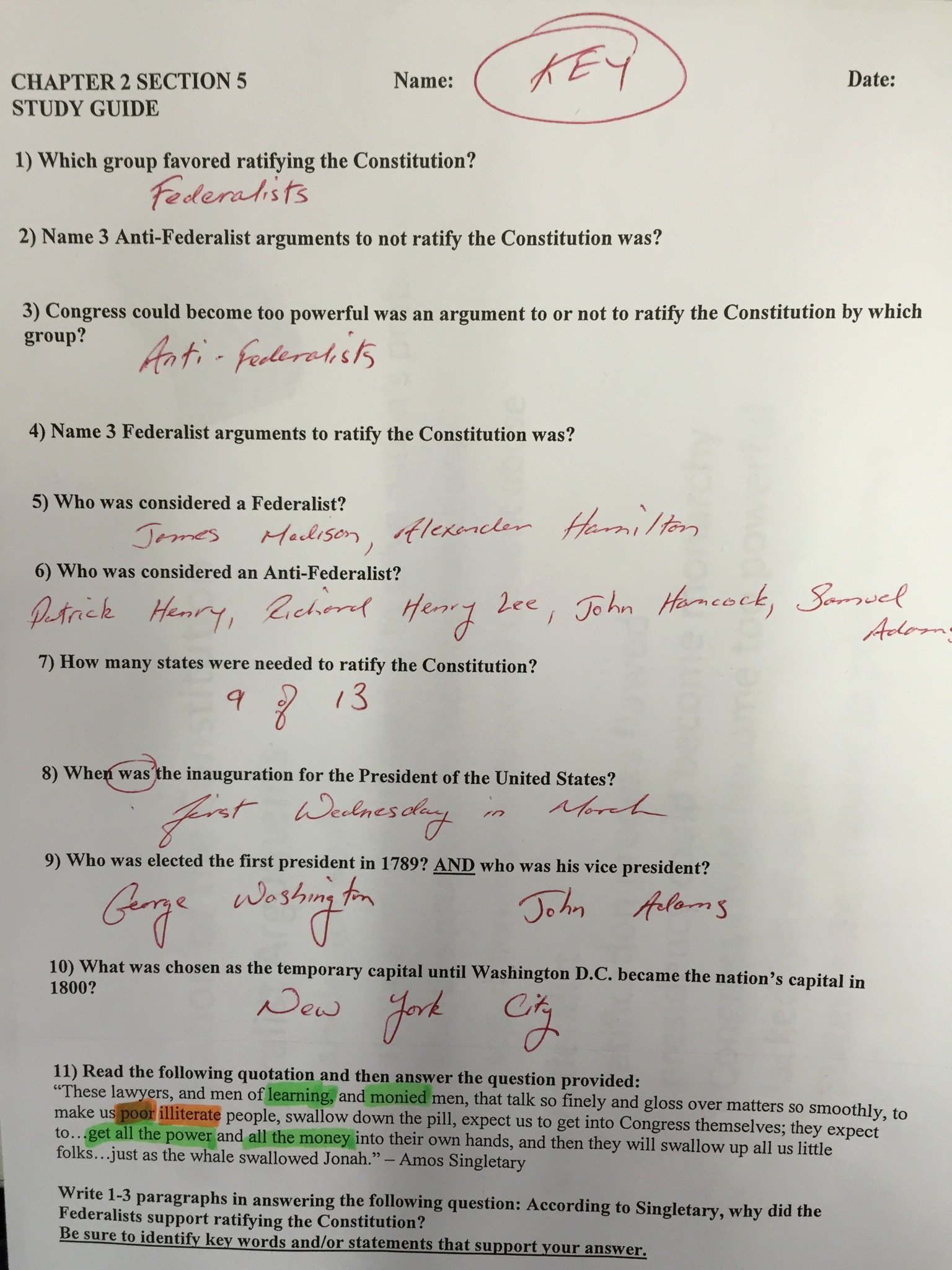 50 Ratifying The Constitution Worksheet Answers