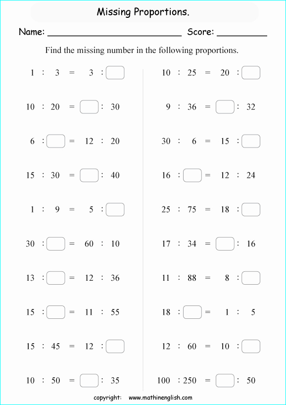 Ratio and Proportion Worksheet Best Of Calculate and Find the Missing Basic Numbers In these