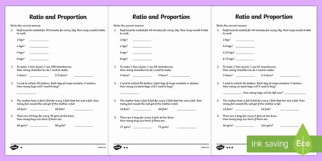 Ratio and Proportion Worksheet Elegant Ratio and Proportion Differentiated Worksheet 2 Ratio