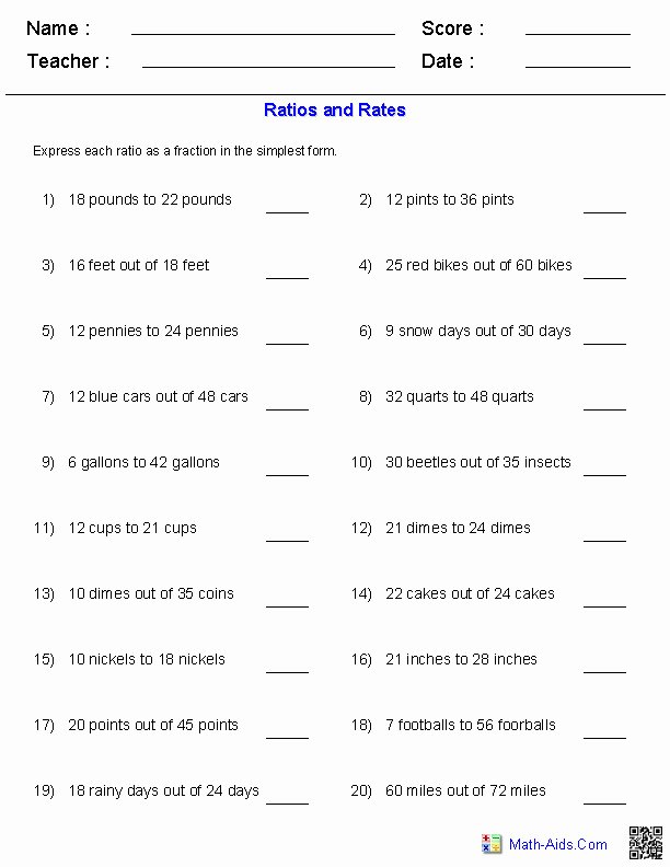Ratio and Proportion Worksheet Elegant Ratios and Proportions Worksheets