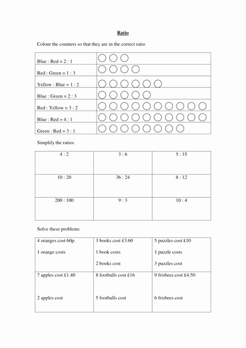 Ratio and Proportion Worksheet New Simple Ratio and Proportion Worksheet by Nottcl