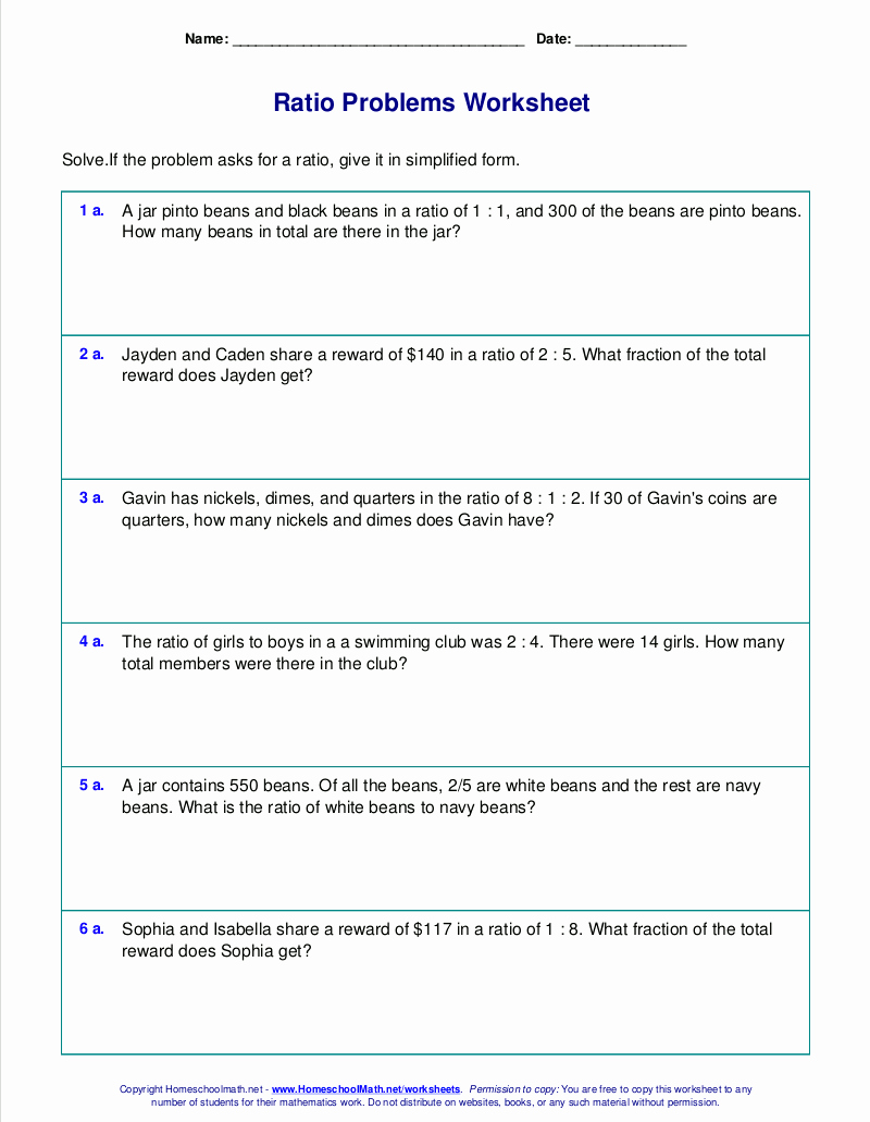 Ratio and Proportion Worksheet Pdf Awesome Free Worksheets for Ratio Word Problems