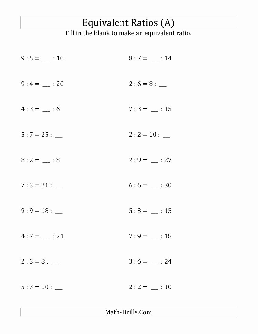 50 Ratio And Proportion Worksheet Pdf