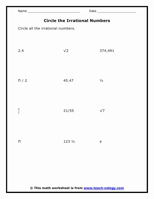 Rational and Irrational Numbers Worksheet Best Of Rational and Irrational Numbers Worksheet