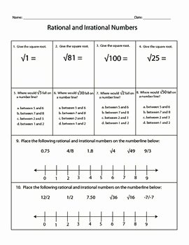 Rational and Irrational Numbers Worksheet Luxury Irrational Numbers Worksheet 8 Ns 1 &amp; 8 Ns 2 by Kara