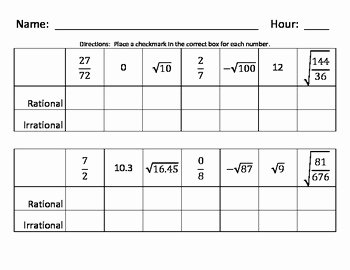 Rational and Irrational Numbers Worksheet New Identifying Rational and Irrational Numbers by Hgmrslong