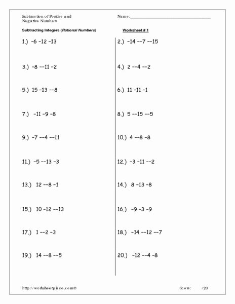 Rational Equations Word Problems Worksheet Awesome Subtracting Integers Rational Numbers Worksheet for 6th