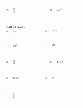 Rational Exponents and Radicals Worksheet Best Of Rational Exponents Worksheet Positive and Negative