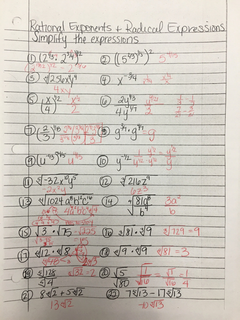 Rational Exponents and Radicals Worksheet Inspirational Elsinore High School