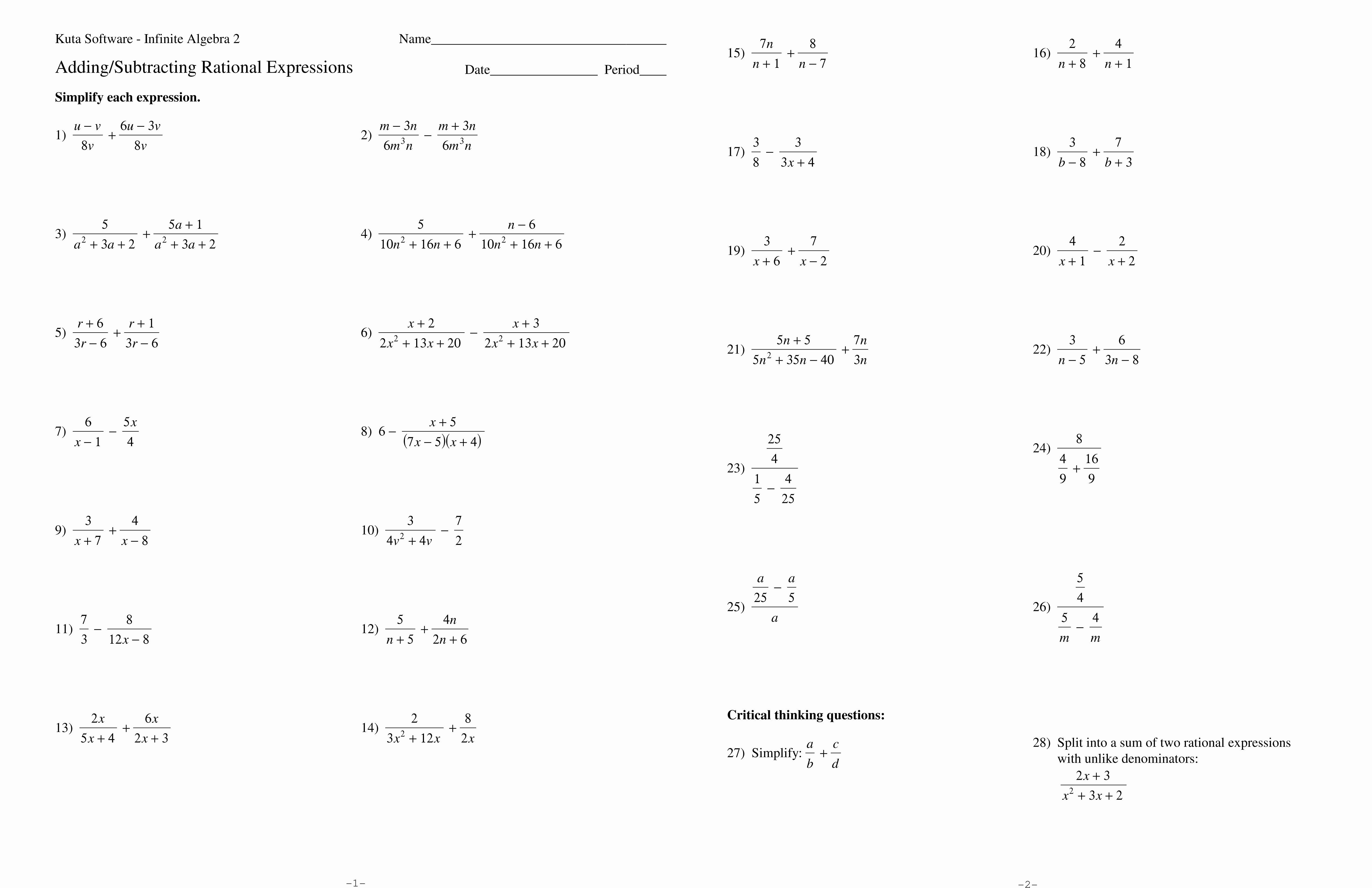 Rational Expressions Worksheet Answers Inspirational Chapter 2