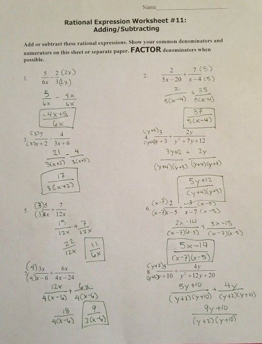 50 Rational Expressions Worksheet Answers