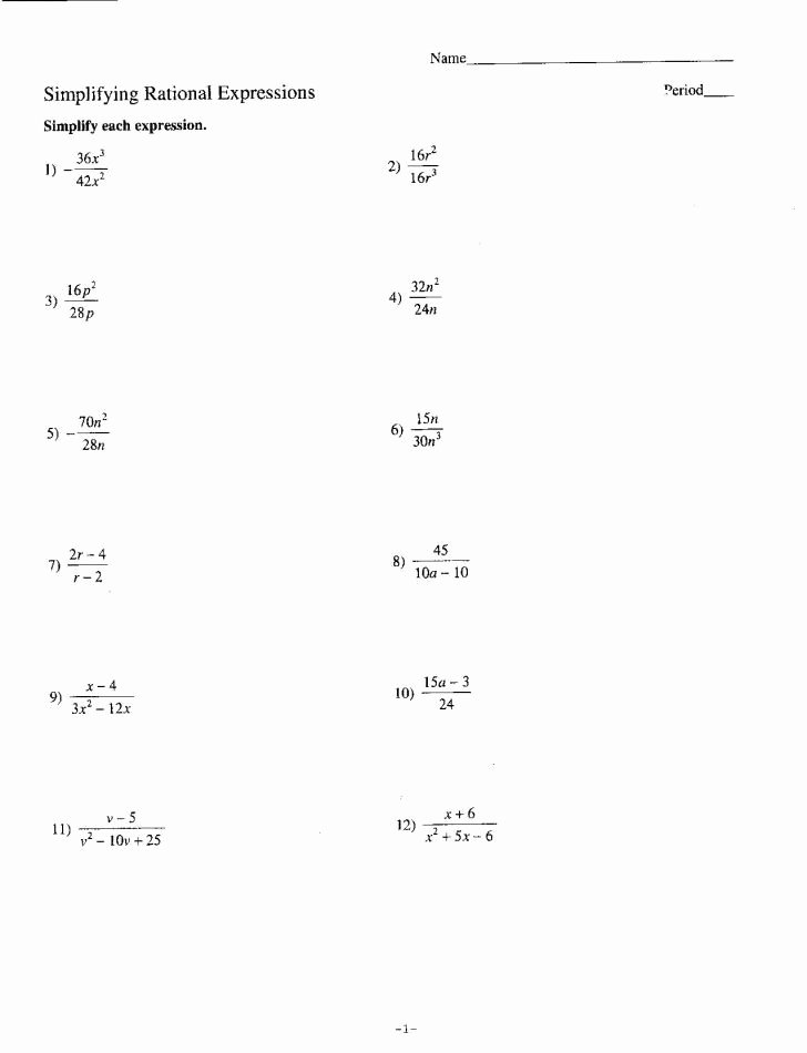 Rational Expressions Worksheet Answers New 23 Multiplying Rational Expressions Worksheet Algebra 2