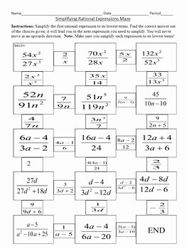Rational Expressions Worksheet Answers Unique Simplifying Rational Expression Mazes by 4 the Love Of
