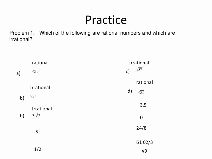 Rational Irrational Numbers Worksheet Luxury Identify Rational and Irrational Numbers Worksheet the
