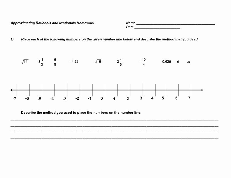 Rational Irrational Numbers Worksheet Unique Placing Rational and Irrational Numbers On A Number Line