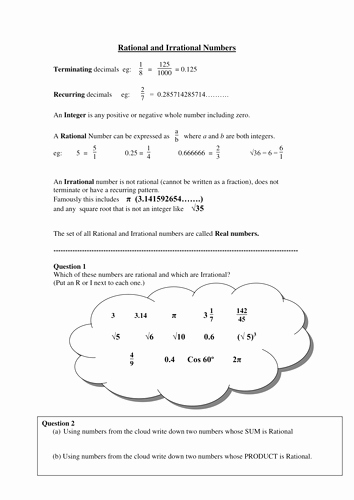 Rational Irrational Numbers Worksheet Unique Rational &amp; Irrational Numbers by Mrvman Teaching