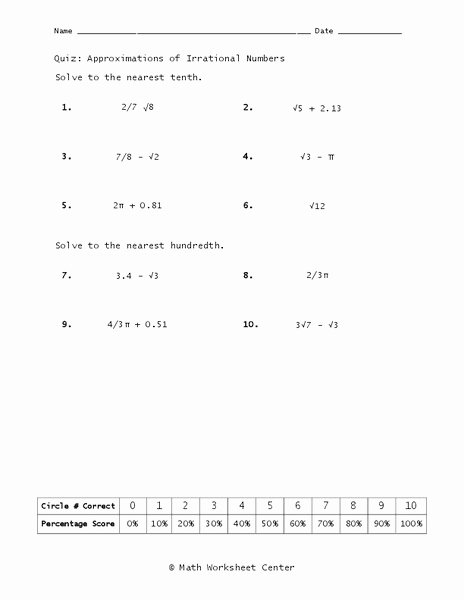 Rational or Irrational Worksheet Awesome Irrational Numbers Worksheet for 9th Grade