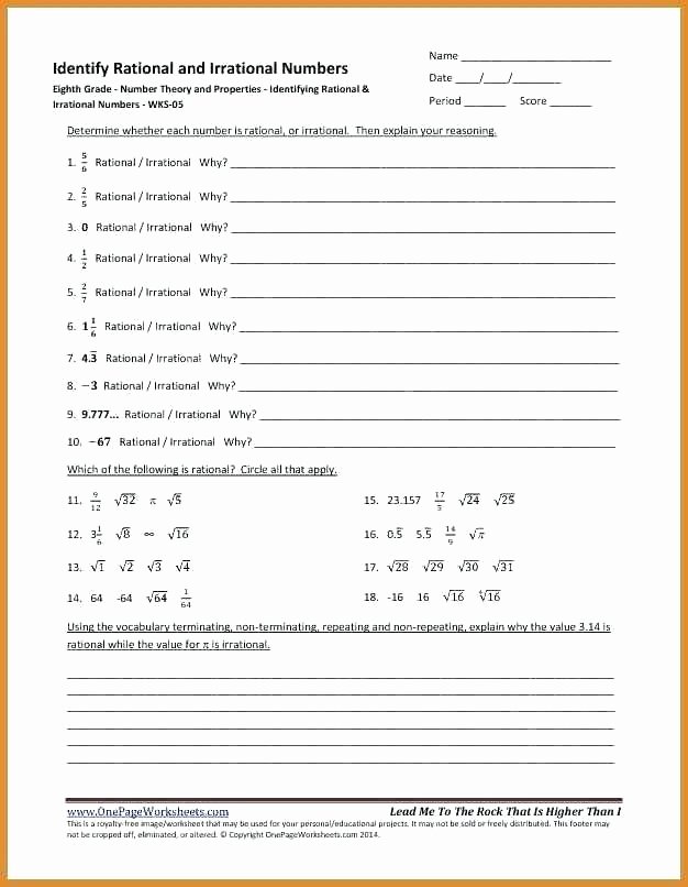 Rational or Irrational Worksheet Awesome Rational Numbers Worksheet Grade 8 – Essentialdesignsgh
