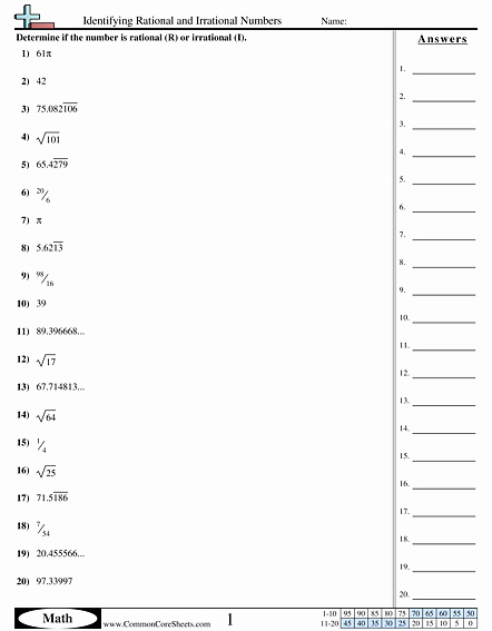Rational or Irrational Worksheet Lovely Algebra Worksheets