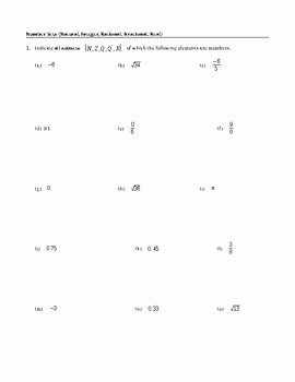 Rational or Irrational Worksheet Lovely Worksheet Number Sets Natural Integer Rational