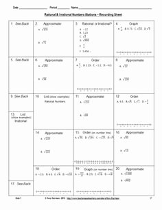 Rational Vs Irrational Numbers Worksheet Elegant Irrational Numbers Worksheet 8 Ns 1 &amp; 8 Ns 2